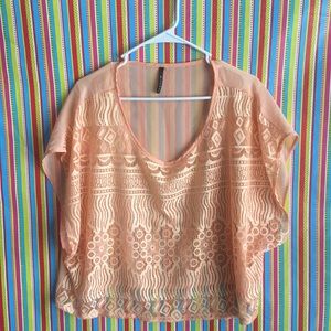 Peach Lace Top